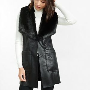 Express faux fur black vest